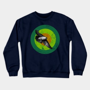 Raven Flight - retro style illustration in green tones Crewneck Sweatshirt